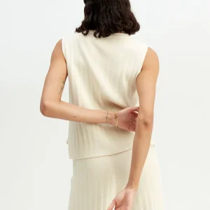 Online Finstickad Armlos Topp Dam Linnen